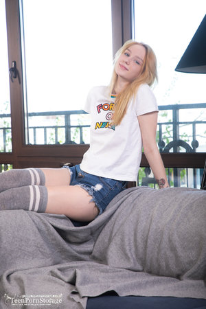 18 year old girl Renee Roulette rides a big cock after stripping a man naked